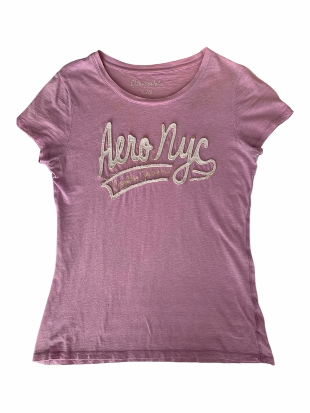 Aeropostale AERO Pink Graphic T Shirt Juniors Large L NYC Eighty Seven Y2K Tee